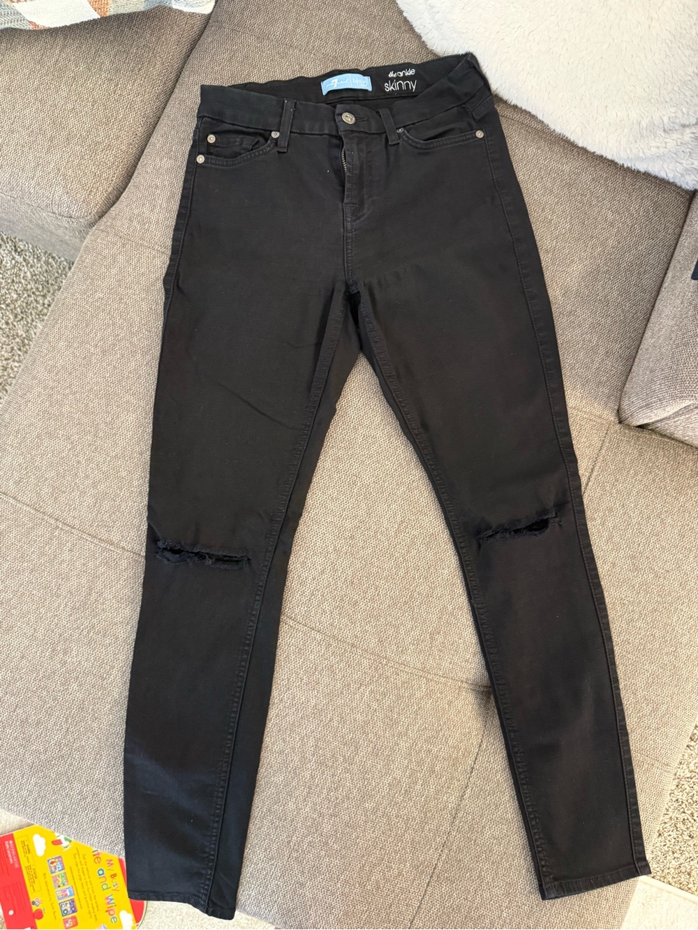7 For All Mankind Black The Ankle Skinny Jeans
